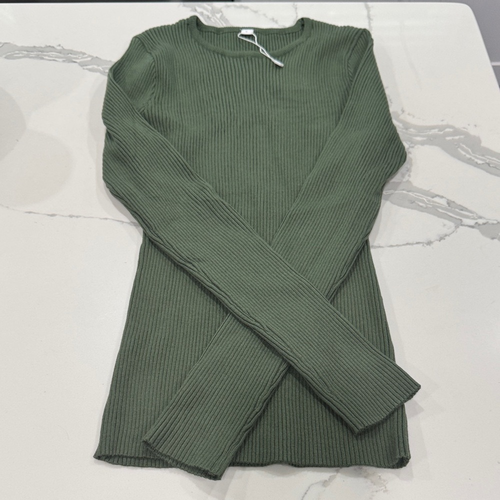Amazon Olive Ribbed Knit Top